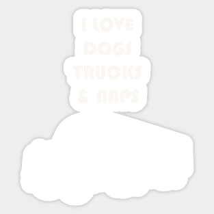 DOGS TRUCKS NAPS WHITE Sticker